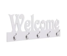 Prie sienos montuojama kabykla WELCOME, balta, 74x29,5cm