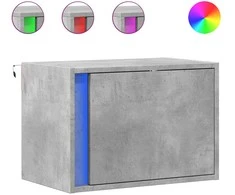 Prie sienos montuojama naktinė spintelė su LED, betono pilka
