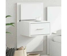 Prie sienos montuojama naktinė spintelė su LED, balta