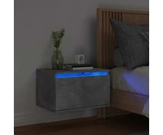Prie sienos montuojama naktinė spintelė su LED, betono pilka