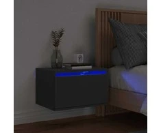 Prie sienos montuojama naktinė spintelė su LED, juoda