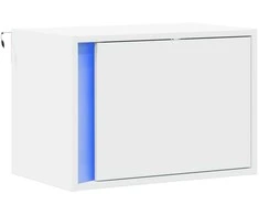 Prie sienos montuojama naktinė spintelė su LED, balta
