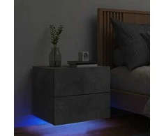 Prie sienos montuojama naktinė spintelė su LED, betono pilka
