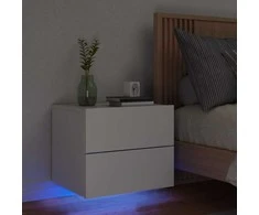 Prie sienos montuojama naktinė spintelė su LED, balta