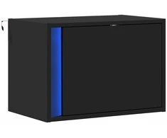 Prie sienos montuojama naktinė spintelė su LED, juoda