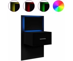 Prie sienos montuojama naktinė spintelė su LED, juoda