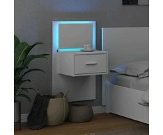 Prie sienos montuojama naktinė spintelė su LED, balta