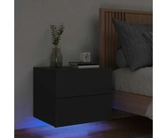 Prie sienos montuojama naktinė spintelė su LED, juoda
