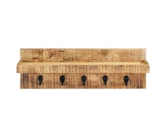 Prie sienos montuojama paltų kabykla, 60x15x20cm, mango mediena