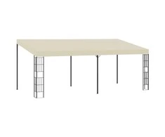 Prie sienos montuojama pavėsinė, kreminė, 3x6m, audinys