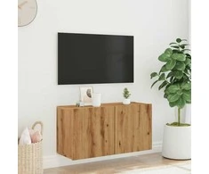 TV staliukas Prie sienos montuojama TV spintelė, artisano ąžuolo, 80x30x41cm