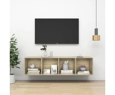TV staliukas Prie sienos montuojama TV spintelė, ąžuolo, 37x37x142,5cm, MDP