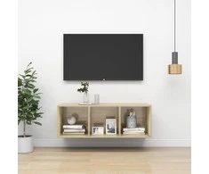 TV staliukas Prie sienos montuojama TV spintelė, ąžuolo, 37x37x107cm, MDP