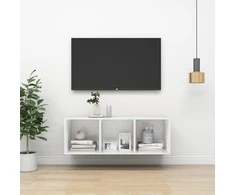 TV staliukas Sieninė TV spintelė, balta, 37x37x107cm, apdirbta mediena