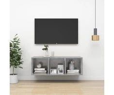 TV staliukas Prie sienos montuojama TV spintelė, betono, 37x37x107cm, MDP