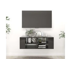 TV staliukas Sieninė TV spintelė, juoda, 102x35x35cm, apdirbta mediena