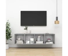 TV staliukas Prie sienos montuojama TV spintelė, pilka, 37x37x142,5cm, MDP