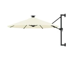 Prie sienos montuojamas sodo skėtis su LED, smėlio, 300cm