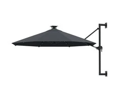 Prie sienos montuojamas sodo skėtis su LED, antracito, 300cm
