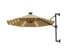 Prie sienos montuojamas sodo skėtis su LED, taupe, 300cm