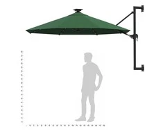 Prie sienos montuojamas sodo skėtis su LED, žalias, 300cm