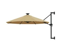 Prie sienos montuojamas sodo skėtis su LED, taupe, 300cm