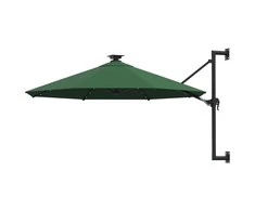 Prie sienos montuojamas sodo skėtis su LED, žalias, 300cm