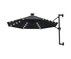 Prie sienos montuojamas sodo skėtis su LED, antracito, 300cm