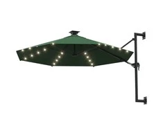 Prie sienos montuojamas sodo skėtis su LED, žalias, 300cm