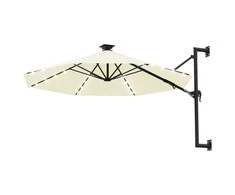 Prie sienos montuojamas sodo skėtis su LED, smėlio, 300cm