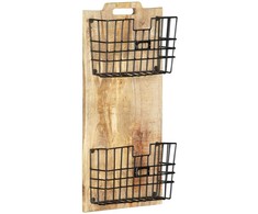 Prie sienos montuojamas stovas žurnalams, 33x10x67cm, mango
