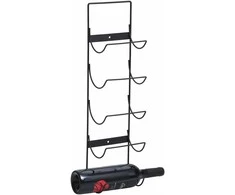 Prie sienos montuojamas vyno laikiklis, juodas, geležis