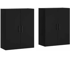 Prie sienos montuojamos spintelės, 2vnt., juodos, 69,5x34x90cm