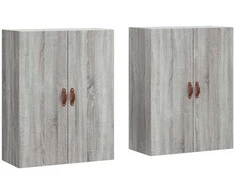 Prie sienos montuojamos spintelės, 2vnt., pilkos, 69,5x34x90cm