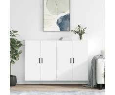 Prie sienos montuojamos spintelės, 2vnt., baltos, 69,5x34x90cm