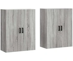 Prie sienos montuojamos spintelės, 2vnt., pilkos, 69,5x34x90cm