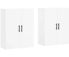 Prie sienos montuojamos spintelės, 2vnt., baltos, 69,5x34x90cm