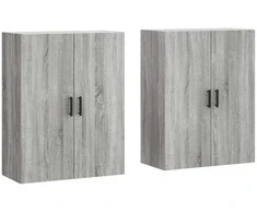 Prie sienos montuojamos spintelės, 2vnt., pilkos, 69,5x34x90cm