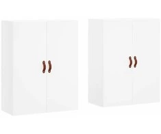 Prie sienos montuojamos spintelės, 2vnt., baltos, 69,5x34x90cm