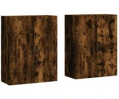 Prie sienos montuojamos spintelės, 2vnt., dūminės, 69,5x34x90cm