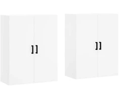 Prie sienos montuojamos spintelės, 2vnt., baltos, 69,5x34x90cm
