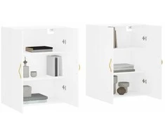 Prie sienos montuojamos spintelės, 2vnt., baltos, 69,5x34x90cm
