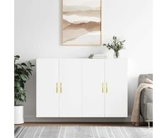 Prie sienos montuojamos spintelės, 2vnt., baltos, 69,5x34x90cm