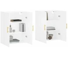 Prie sienos montuojamos spintelės, 2vnt., baltos, 69,5x34x90cm