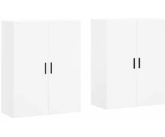 Prie sienos montuojamos spintelės, 2vnt., baltos, 69,5x34x90cm