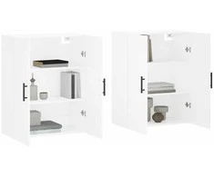 Prie sienos montuojamos spintelės, 2vnt., baltos, 69,5x34x90cm