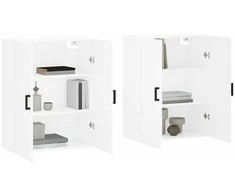 Prie sienos montuojamos spintelės, 2vnt., baltos, 69,5x34x90cm