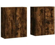 Prie sienos montuojamos spintelės, 2vnt., dūminės, 69,5x34x90cm