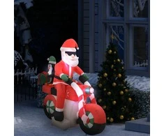 Pripučiamas Kalėdų Senelis ant motociklo, LED, IP44, 160cm