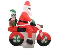 Pripučiamas Kalėdų Senelis ant motociklo, LED, IP44, 160cm
